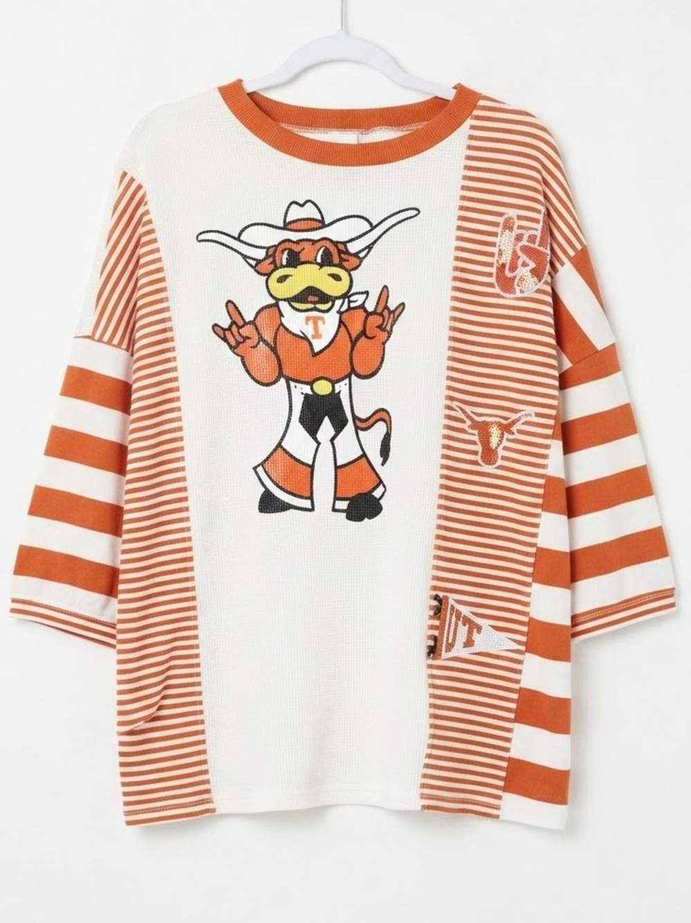 Texas Longhorns UT Vintage Bevo Waffle Knit Top 2XL Sequin Game Day Bling